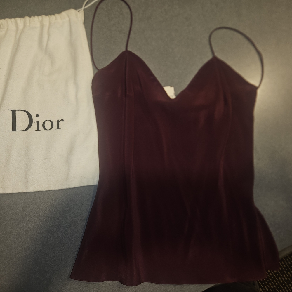 Dior Women's Burgundy Satin Top